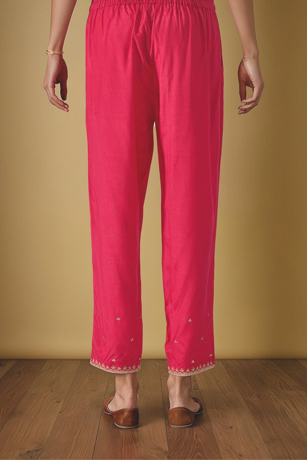 Pink Viscose Aari Trouser image number null