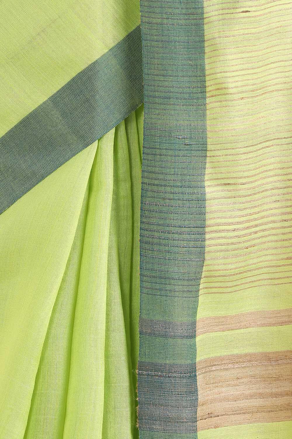 Light Green Pure Silk Viscose Bhagalpuri Saree image number null