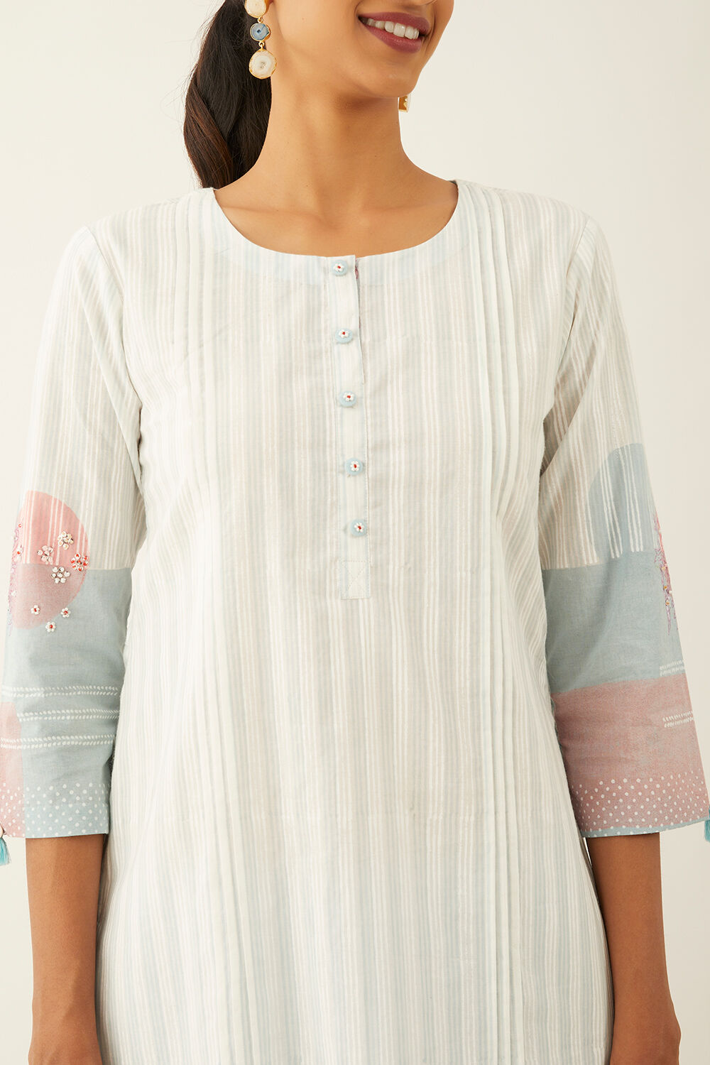 Off White Pure Cotton Printed Sanganeri Kurta image number null