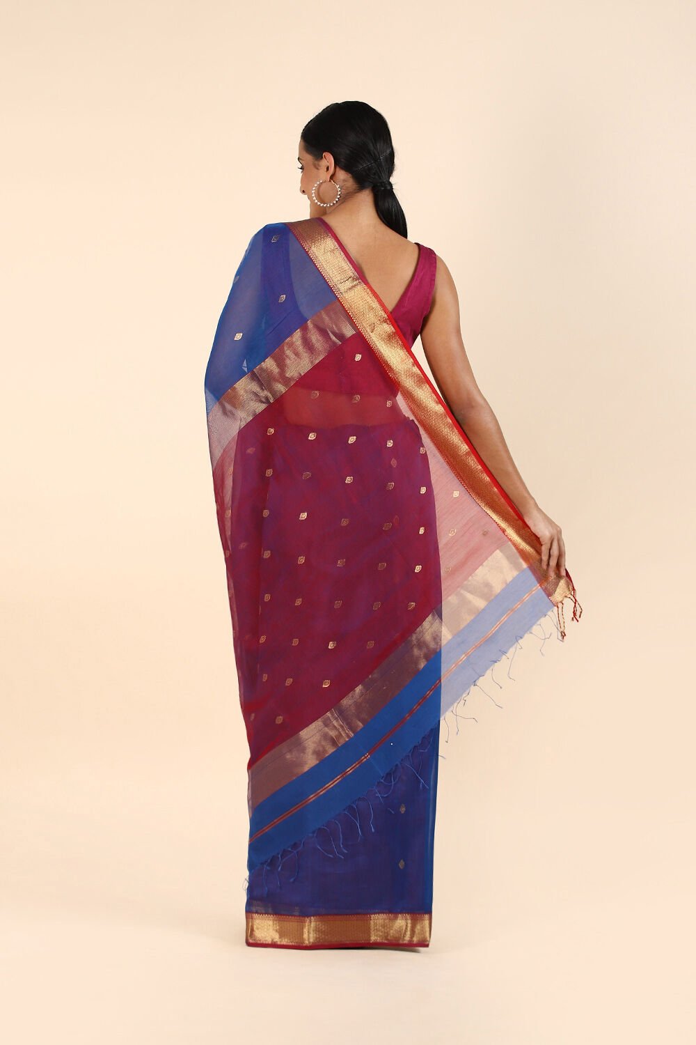 Blue Pure Silk Cotton Maheswari Saree image number null