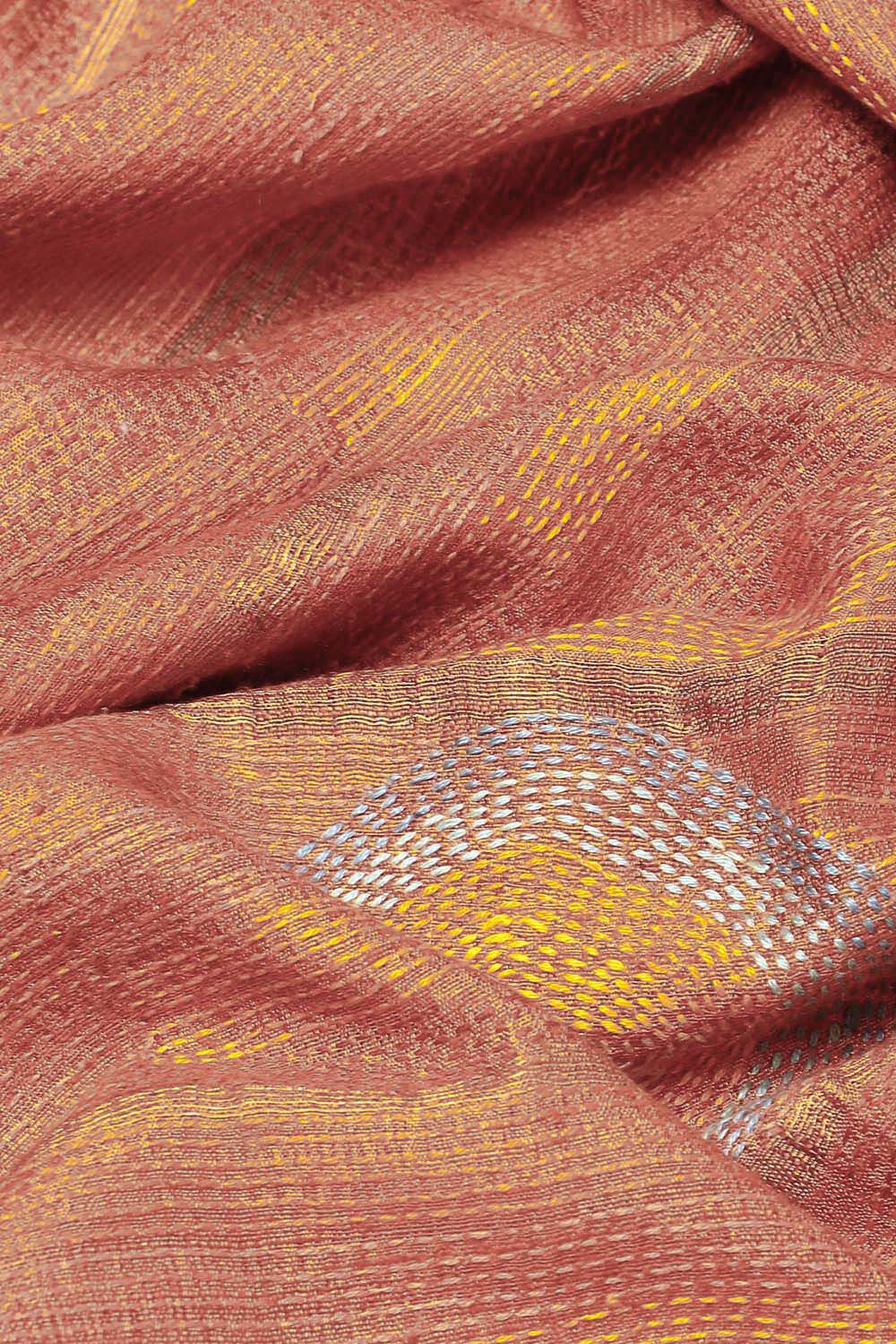 Orange Pure Silk Tussar Jamdani Saree image number null