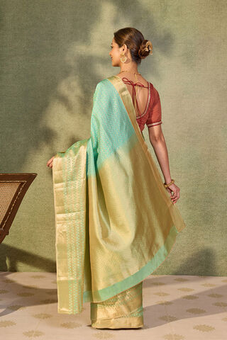 Light Green Woven Kanjivaram  Silk Viscose Saree thumbnail image number null