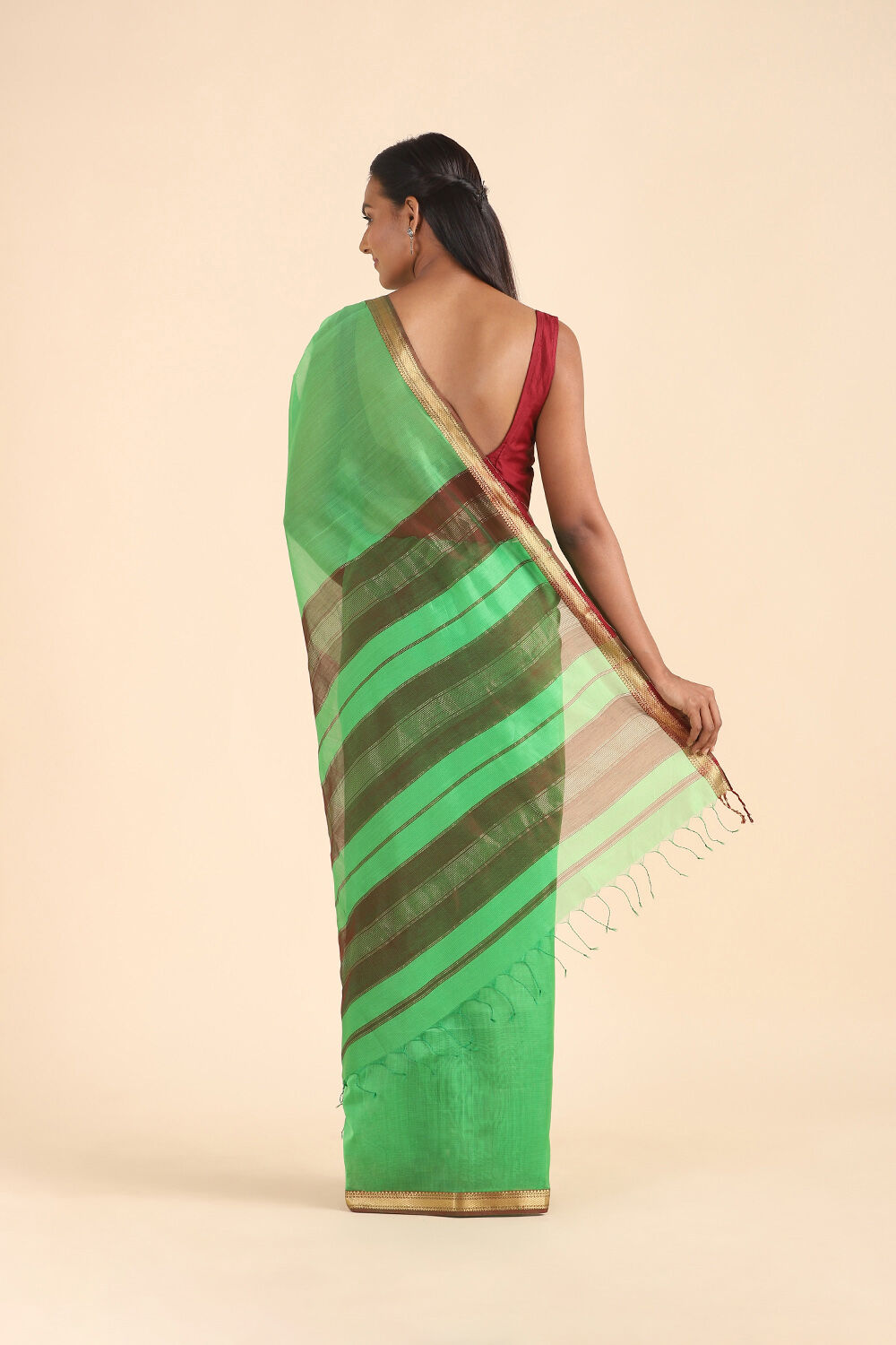 Green Pure Silk Cotton Maheshwari Saree image number null