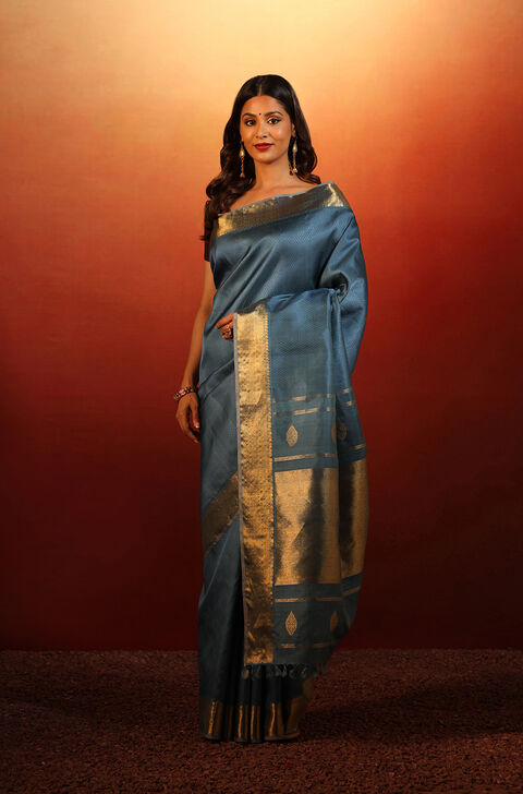 Blue Woven Pure Silk Kanjivaram Saree