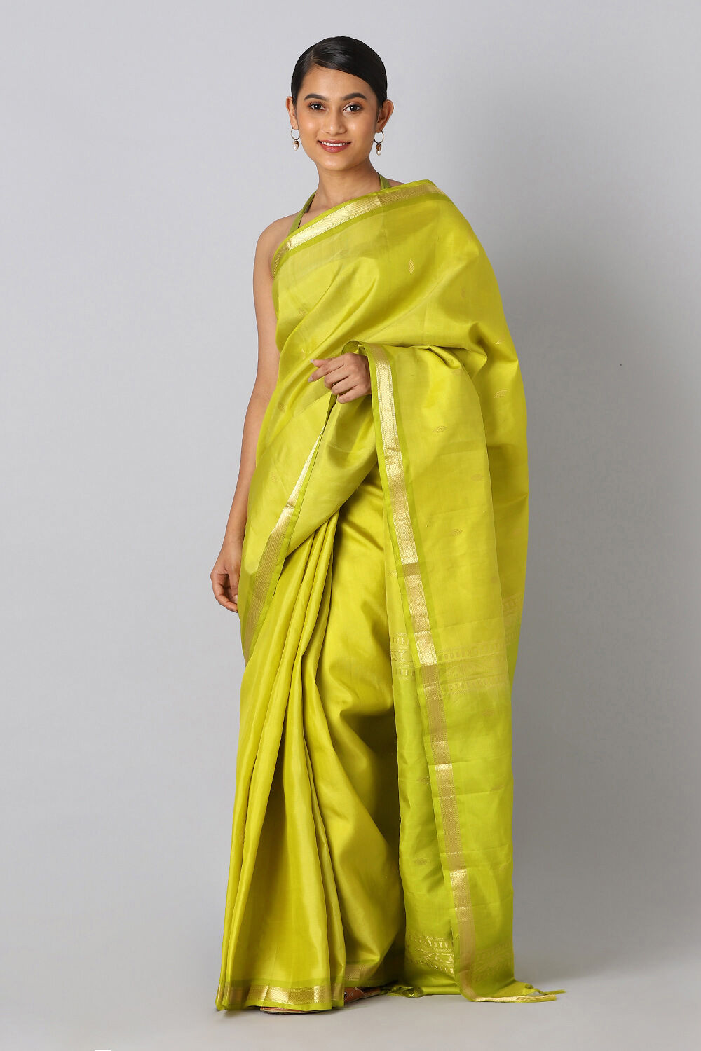 Green Pure Silk Kanjivaram inspired Saree image number null