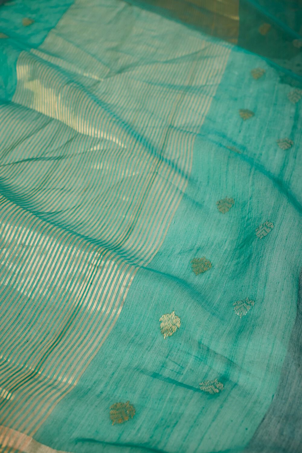 Dark Green Woven Pure Silk Cotton Chanderi Saree image number null