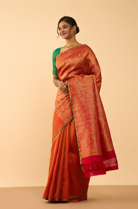 Red Pure Silk Woven Kanjivaram Saree
