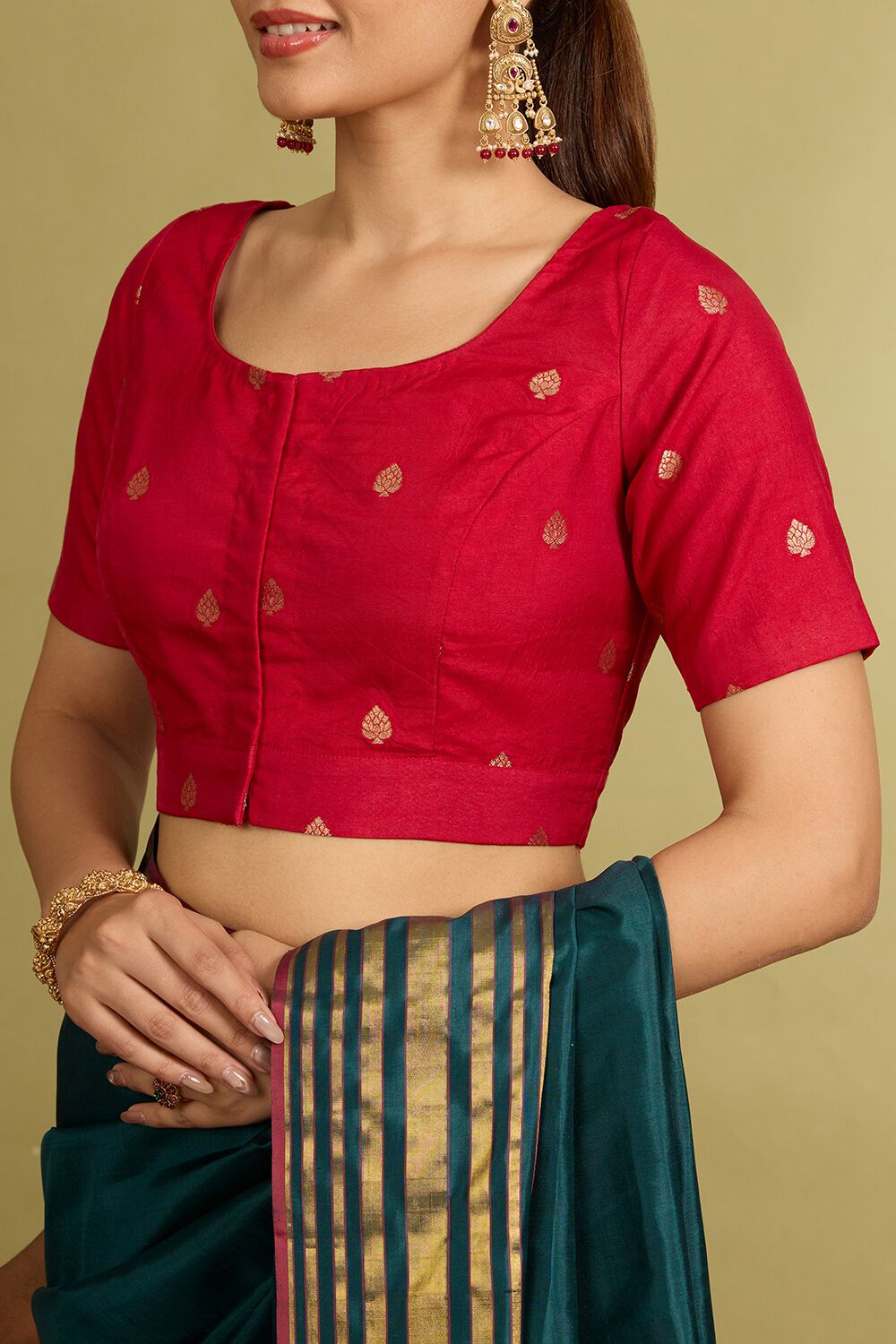 Red Viscose Cutwork Blouse image number null
