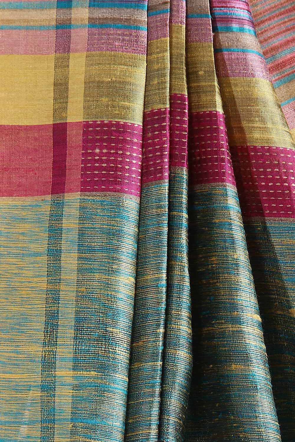 Purple Pure Tussar Silk Tie and Dye Saree image number null