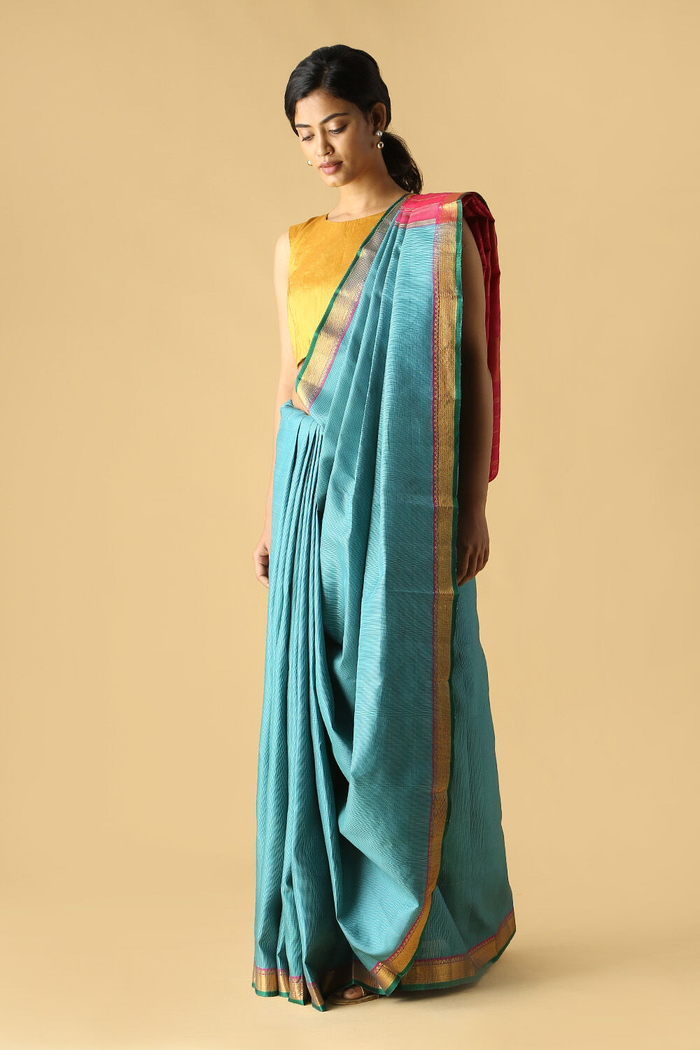 Blue Pure Silk Kanjivaram Saree image number null