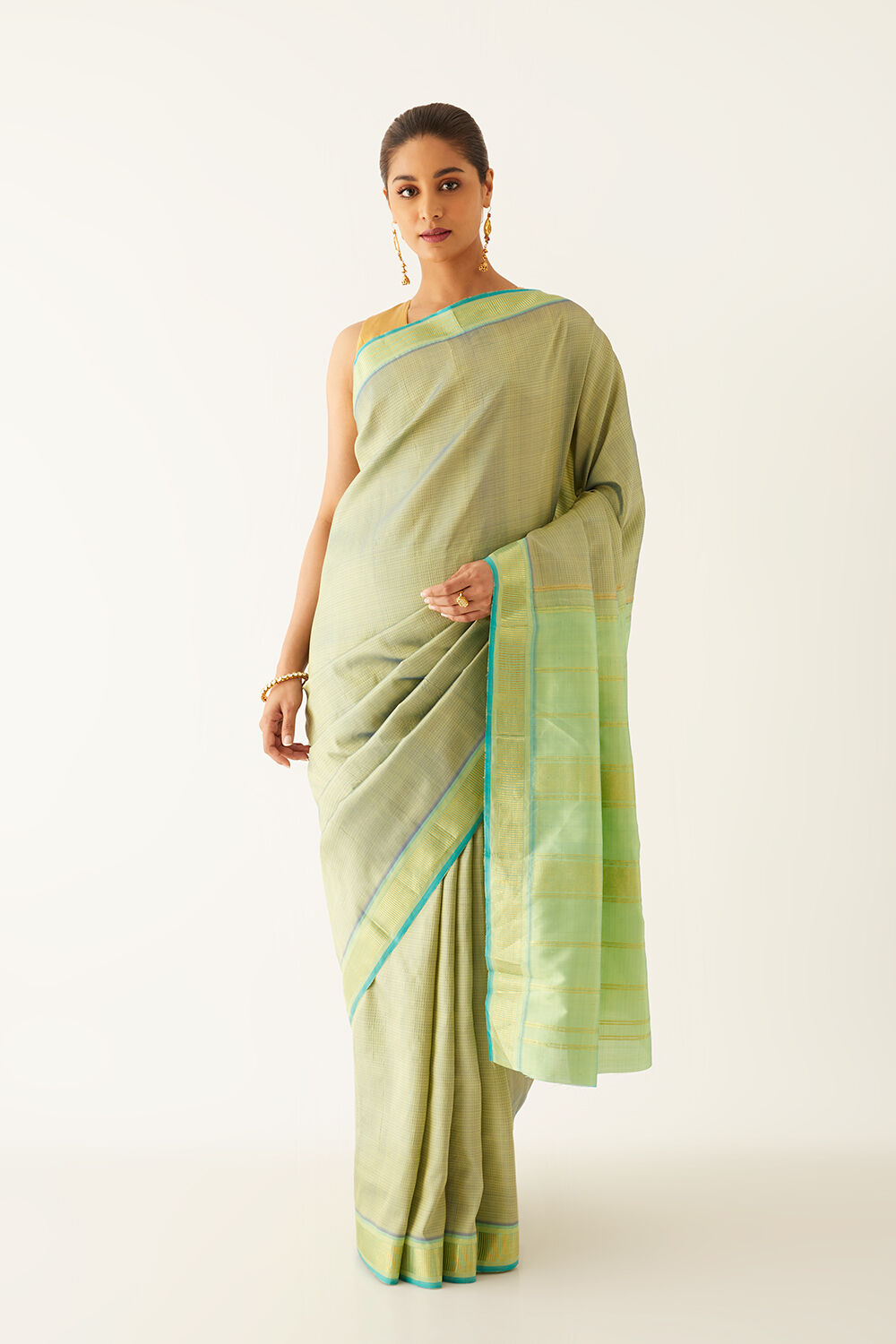 Light Green Pure Silk Kanjivaram Saree image number null