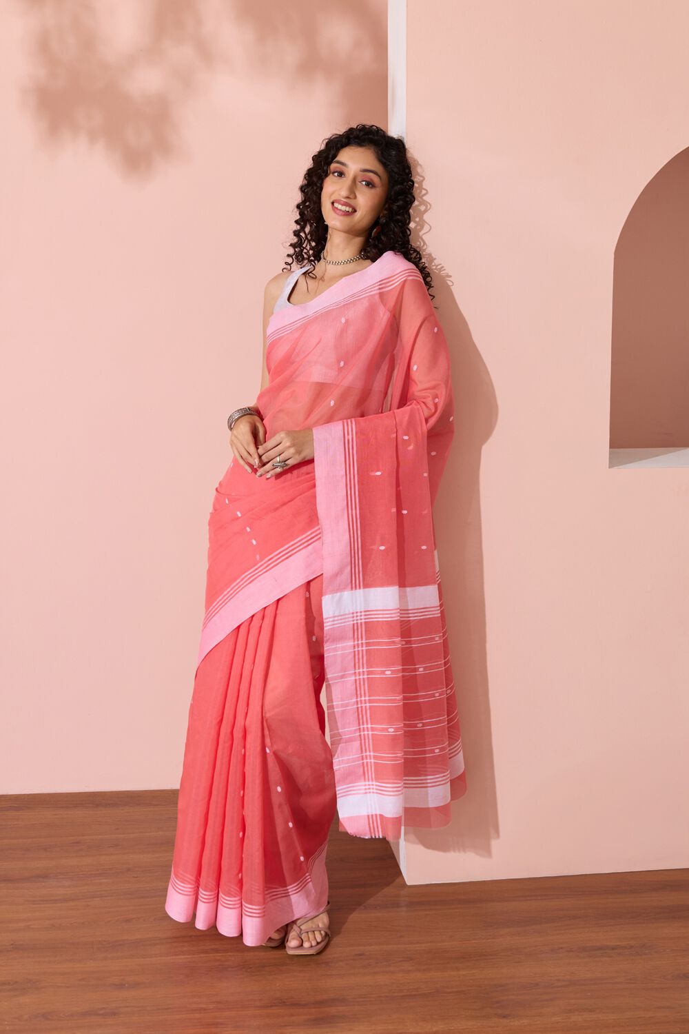Light Pink Woven Pure Silk Cotton Chanderi Saree image number null