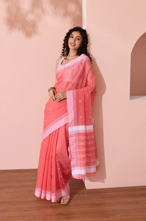 Light Pink Woven Pure Silk Cotton Chanderi Saree