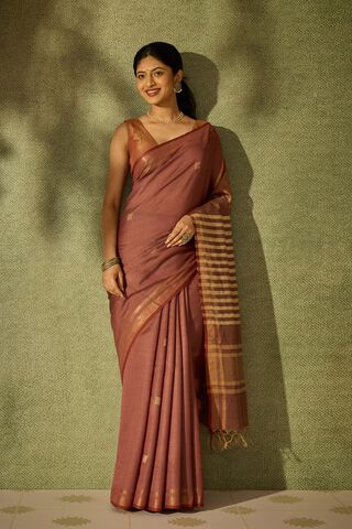 Brown Bhagalpur Woven Silk Viscose Saree thumbnail image number null