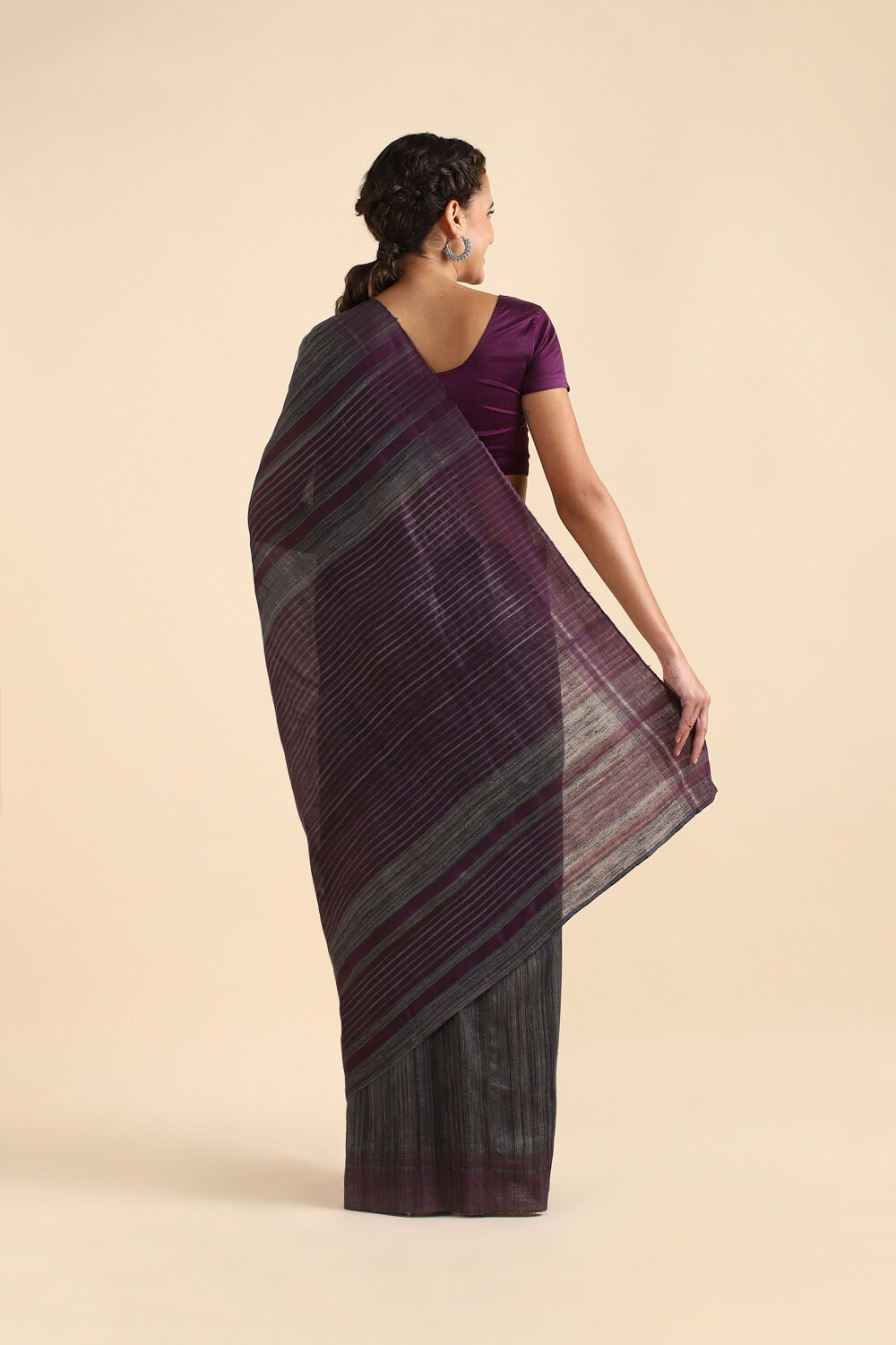 Grey Tussar Bhagalpuri Saree image number null