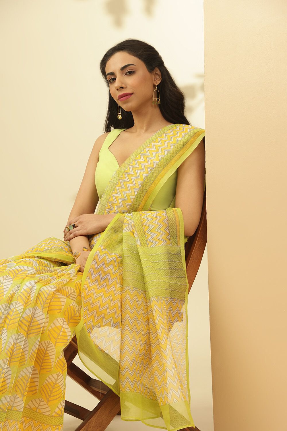 Green Screen printed Pure Silk Cotton Saree image number null