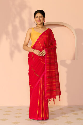 Red Woven Pure Cotton Bengal Saree thumbnail image number null