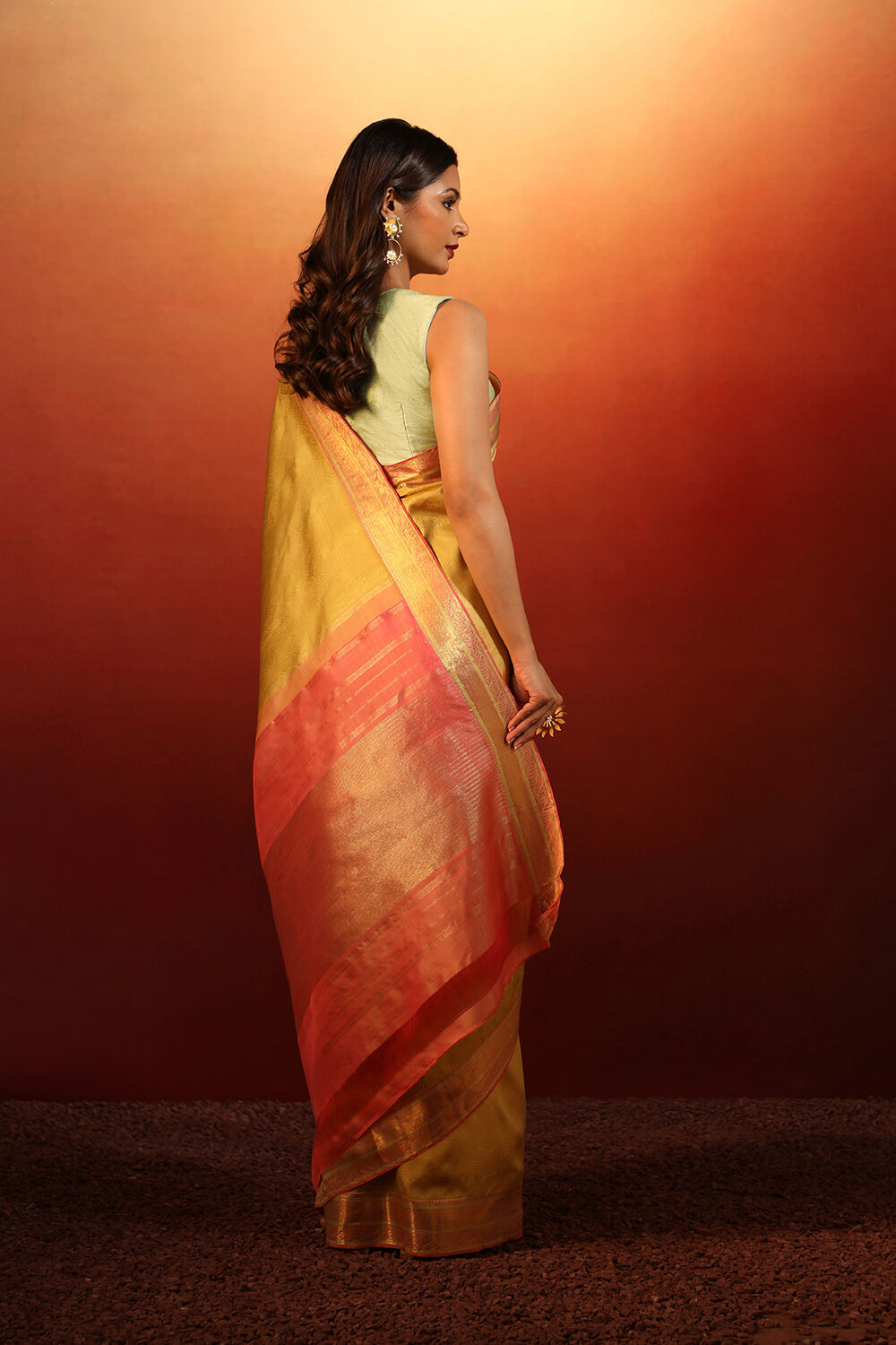 Yellow Woven Pure Silk Kanjivaram Saree image number null