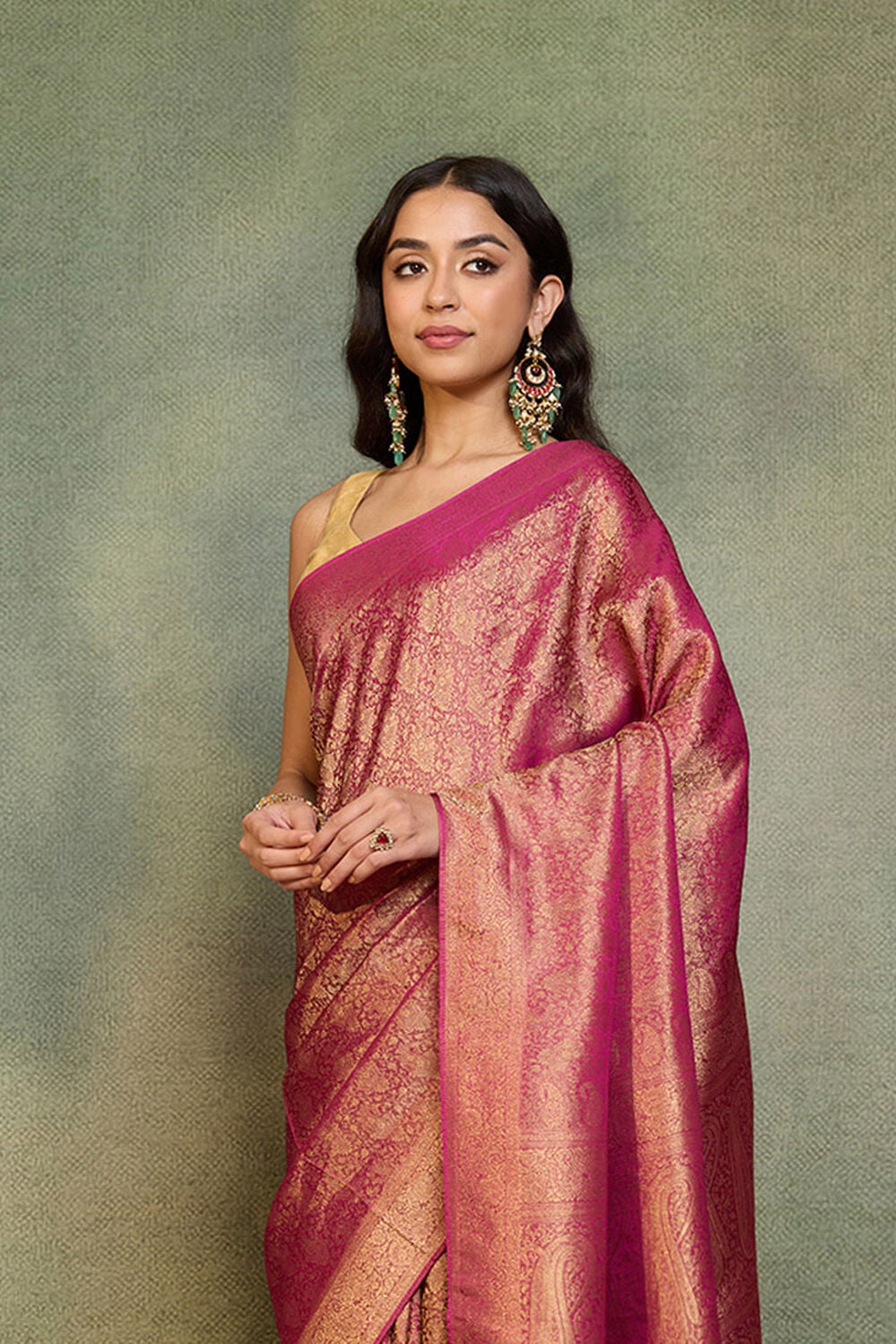 Purple   Woven Viscose Tissue Saree image number null