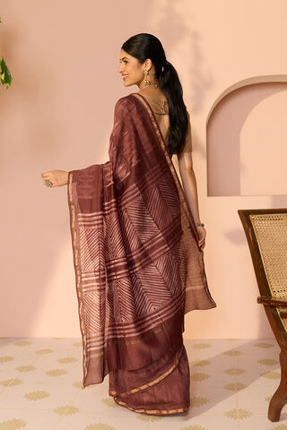 Brown Rajasthan Pure Silk Cotton Tie & Dye Shibori Saree thumbnail image number null
