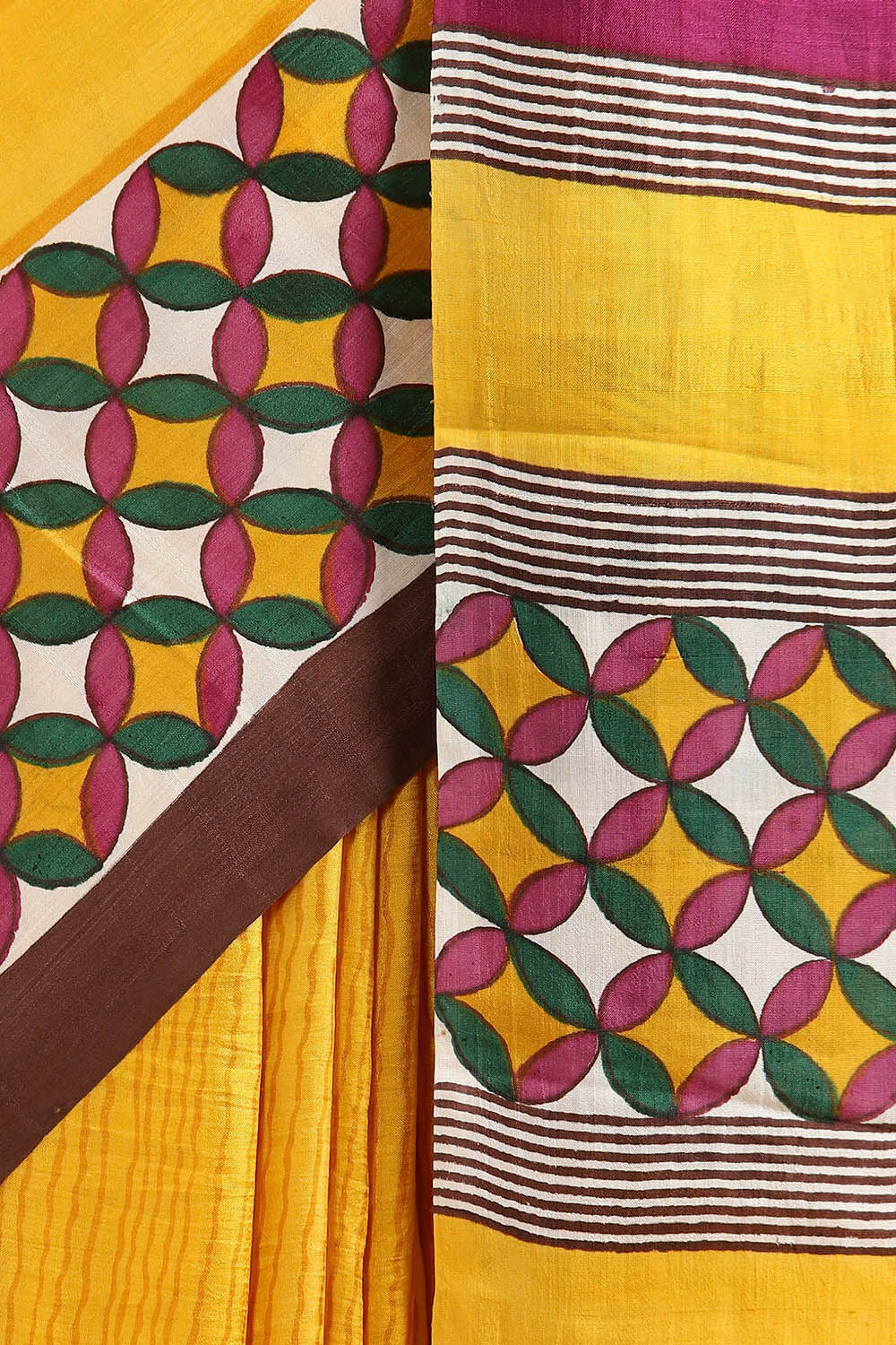 Yellow Pure Silk Printed Saree image number null