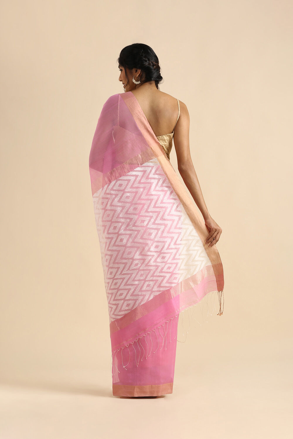 Grey Pure Silk Cotton Bengal Saree image number null