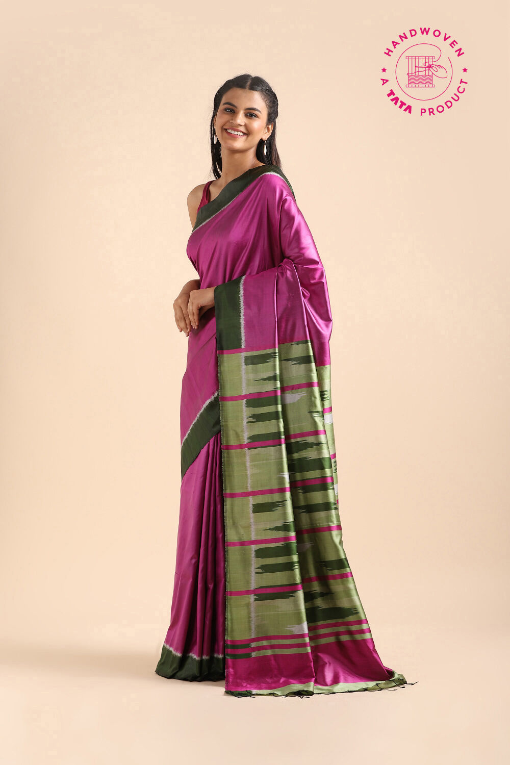 Violet Pure Silk Odissa Ikat Saree image number null