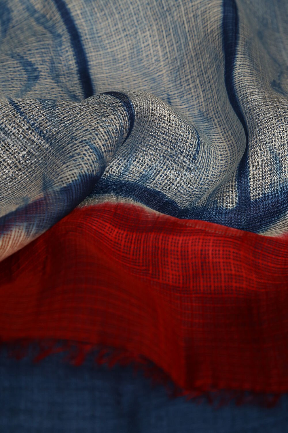 Indigo Blue Pure Tussar Silk Suit Set with Contrast sleeves image number null