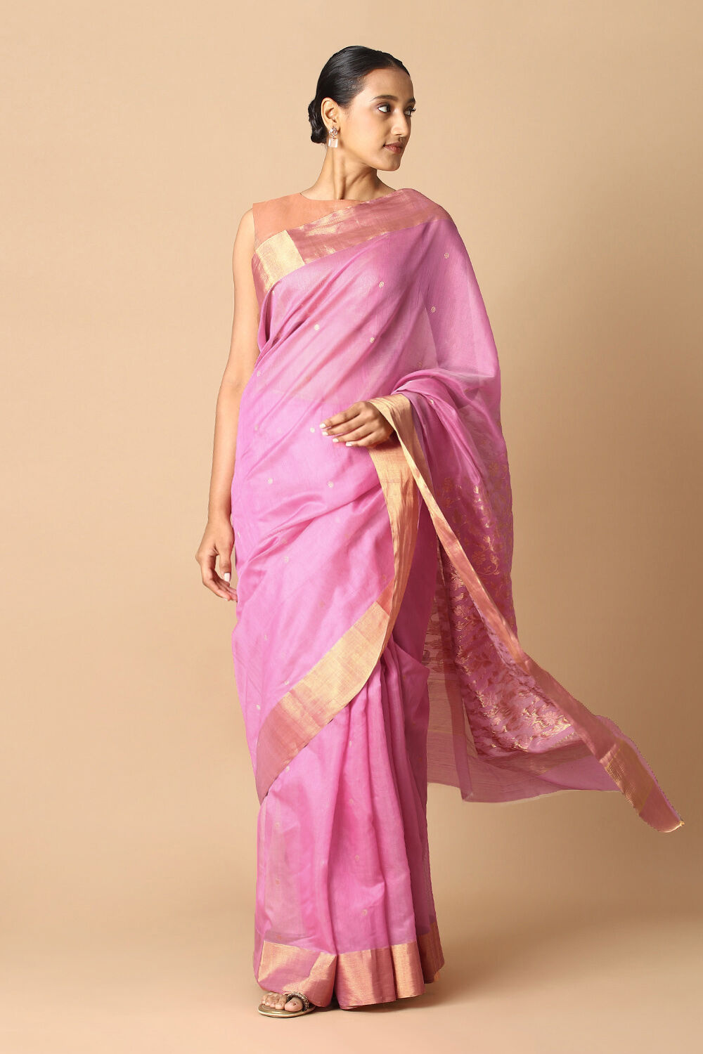 Light Pink Pure Silk Cotton Chanderi Saree image number null