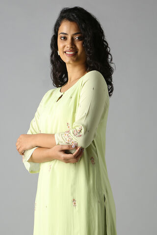 Light Green Embroideed Viscose Kurta Set thumbnail image number null