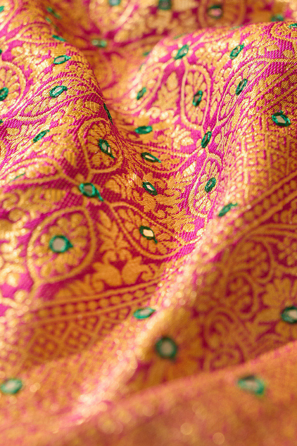 Yellow Embroidered Pure Viscose Saree image number null