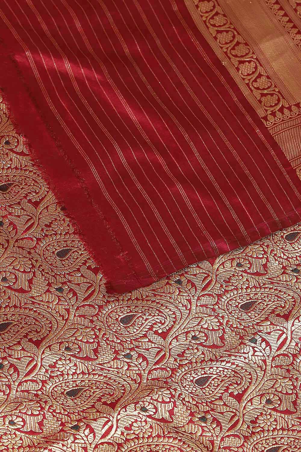 Dark Red Pure Silk Banarasi Brocade Saree image number null