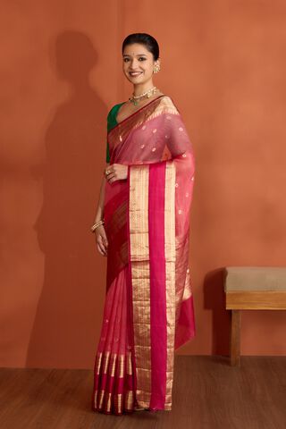 Light Pink Pure Silk Organza Cutwork Banarasi Saree thumbnail image number null