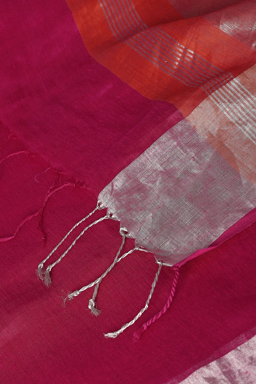 Pink Pure Silk Linen Bengal Saree image number null