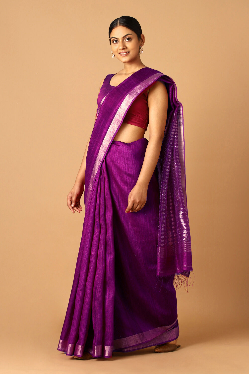 Purple Pure Silk Vanya Jamdani Saree image number null