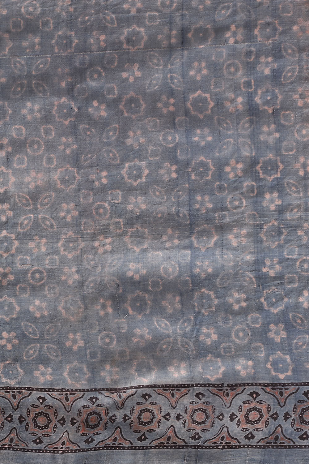 Red Pure Khadi Silk Ajrakh Printed Saree image number null