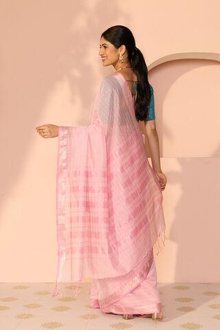 Light Pink Woven Pure Silk Cotton Maheshwar Saree thumbnail image number null