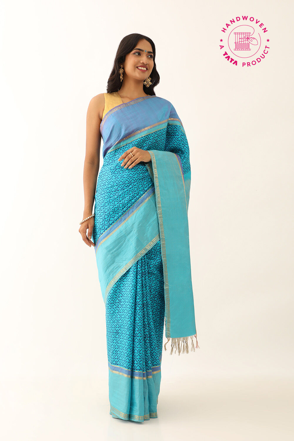 Blue Pure Silk South Printed Saree image number null