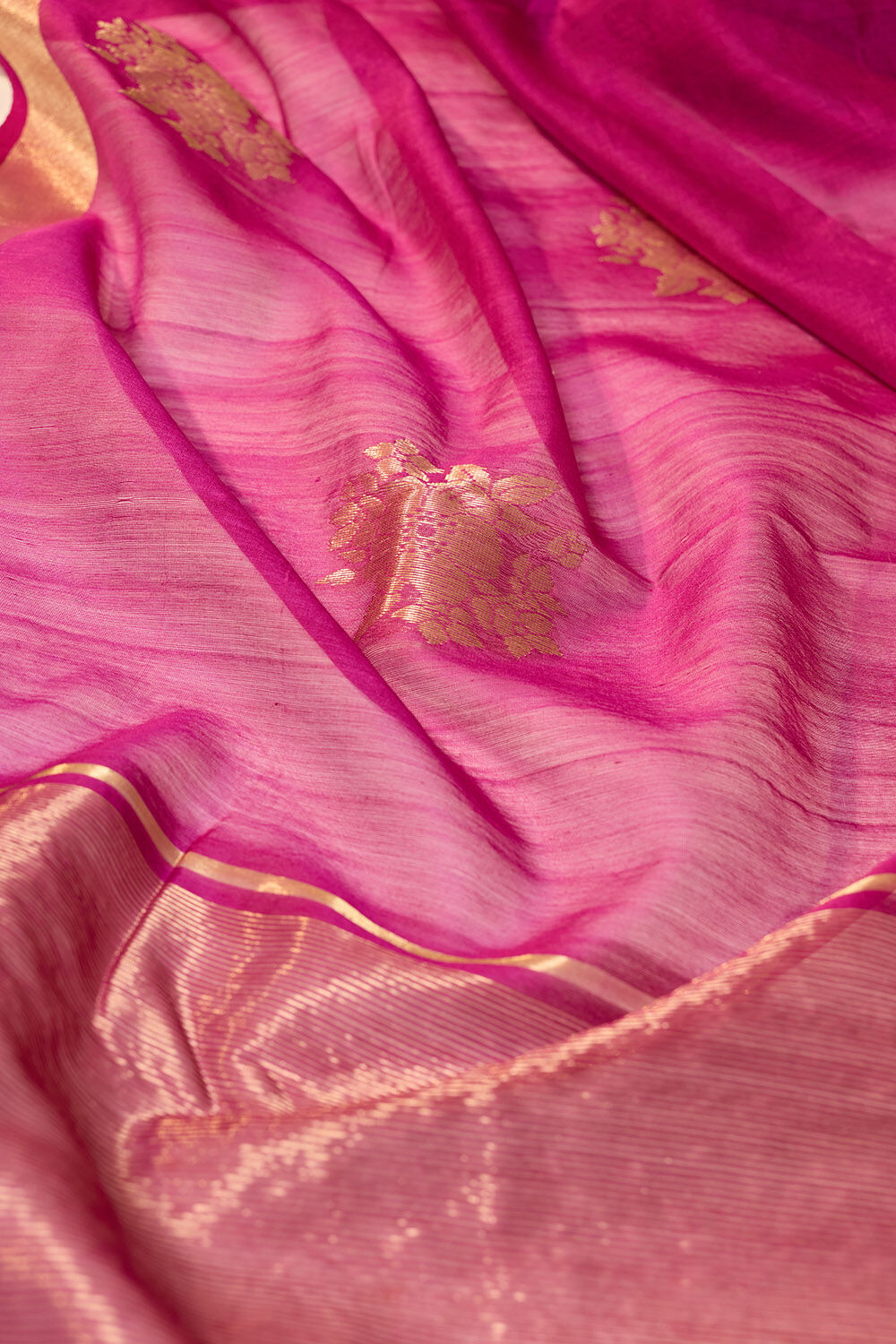 Dark Pink Woven Pure Silk Cotton Chanderi Saree image number null