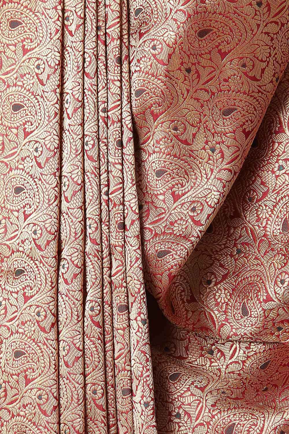 Dark Red Pure Silk Banarasi Brocade Saree image number null