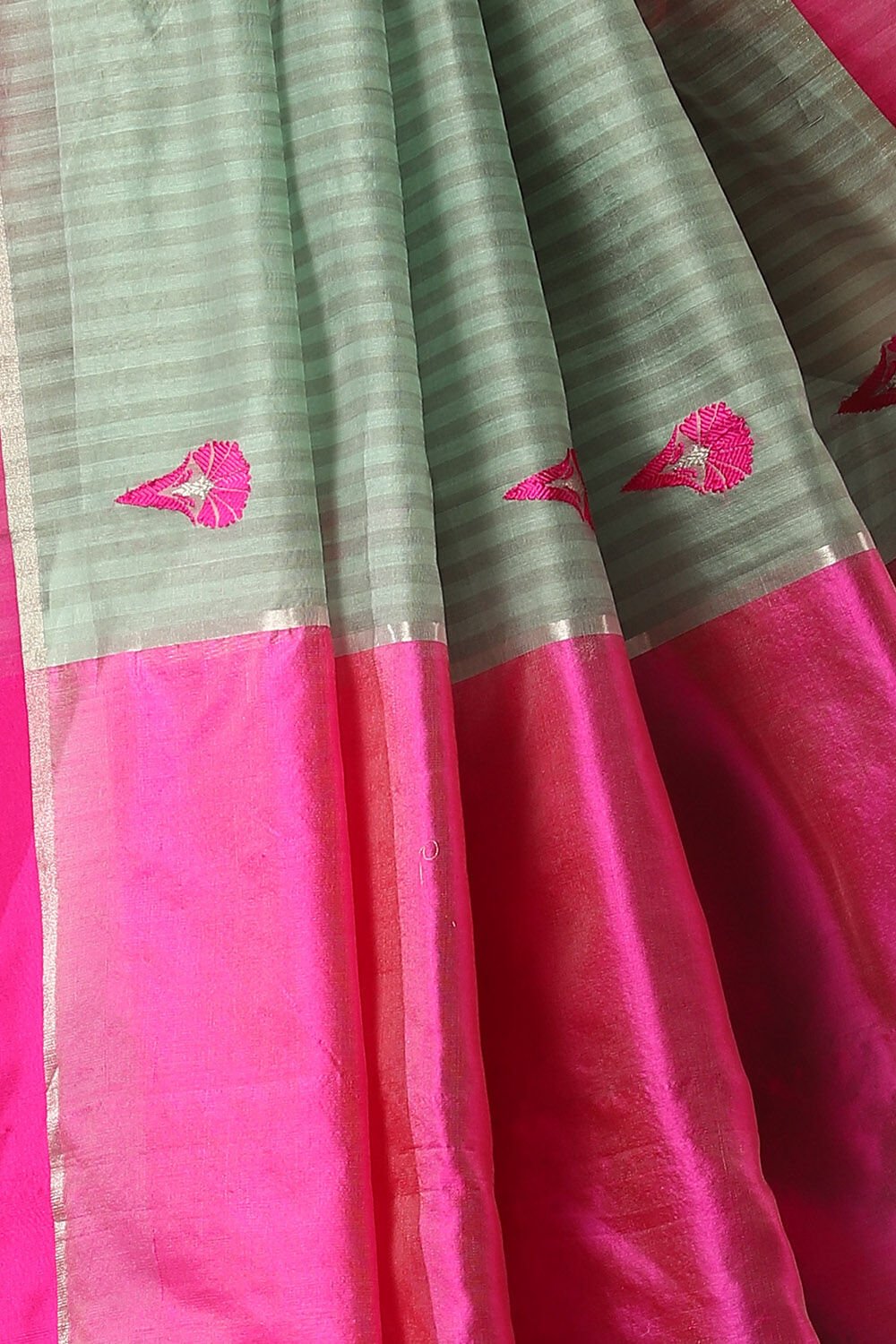 Light Green Pure Silk Cotton Chanderi Saree image number null