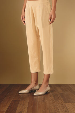 Beige Woven Pure Cotton Trouser thumbnail image number null