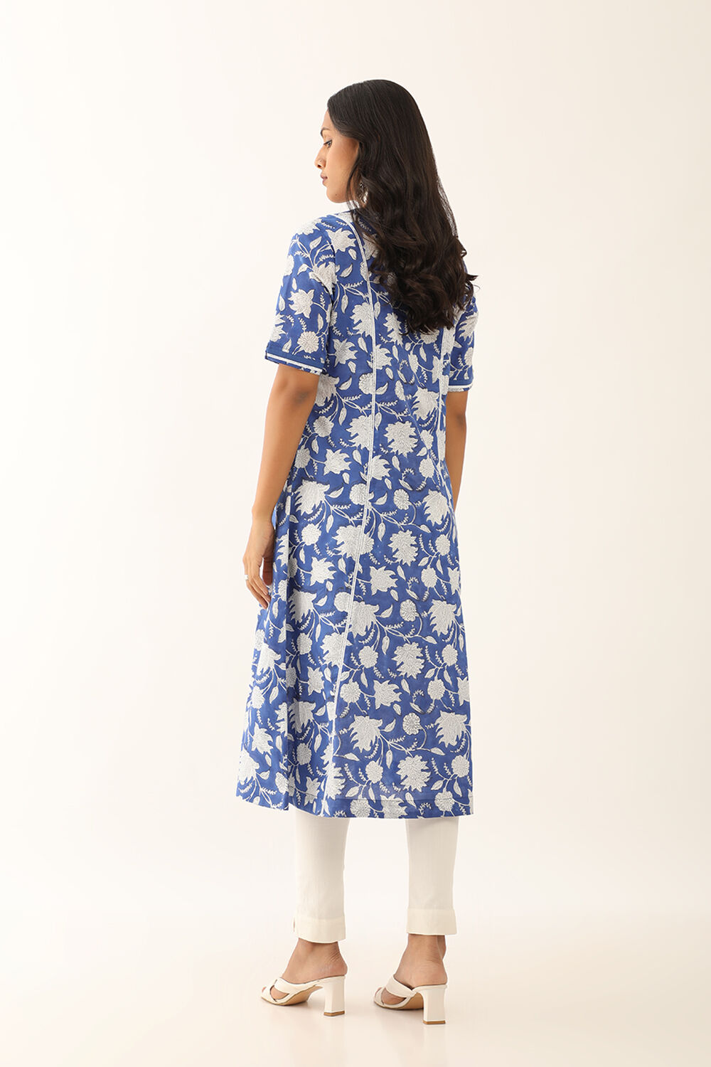 Blue Pure Cotton Sanganeri Block Printed Kurta image number null