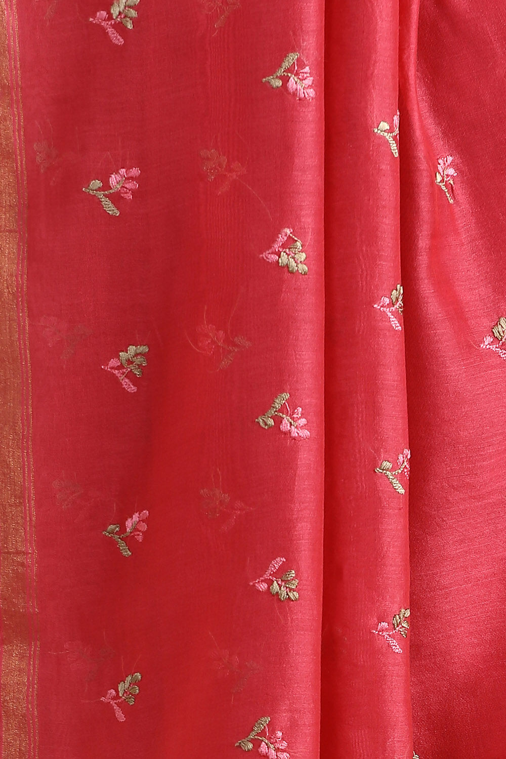 Pink Pure Silk Cotton Embroidered Saree image number null