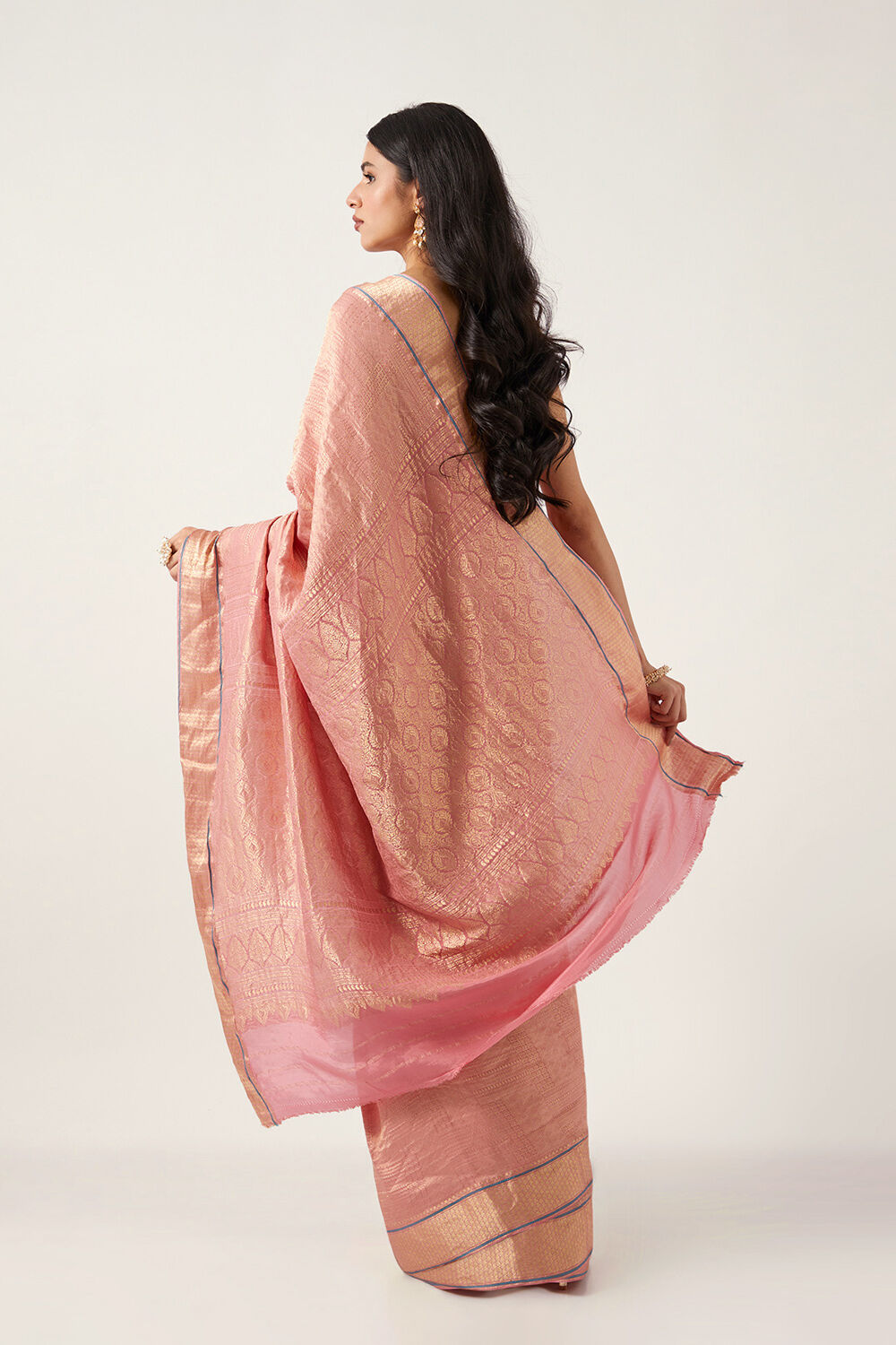 Pink Pure Crepe Woven Saree image number null