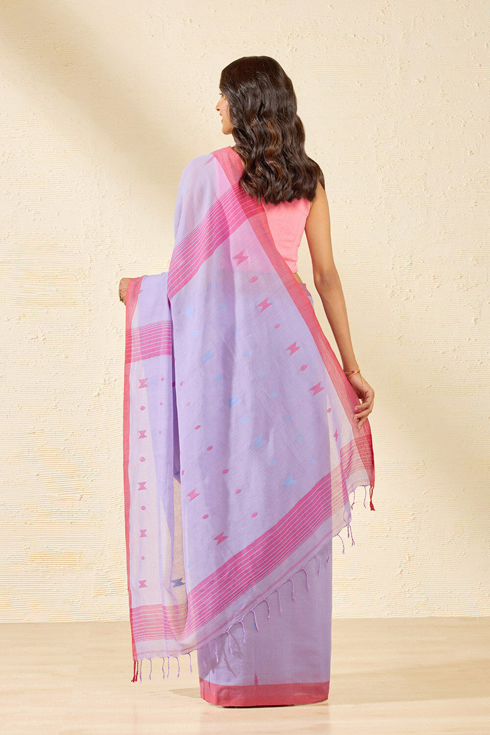 Purple Bengal Pure Cotton Jamdani Saree image number null