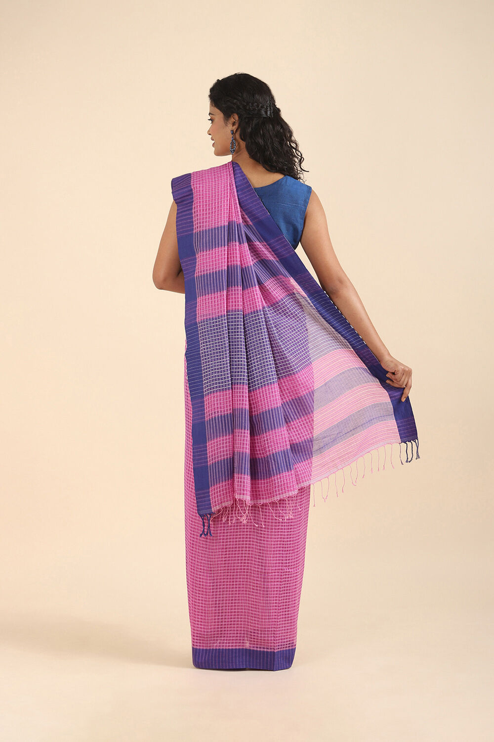 Light Violet Pure Cotton Bengal Saree image number null
