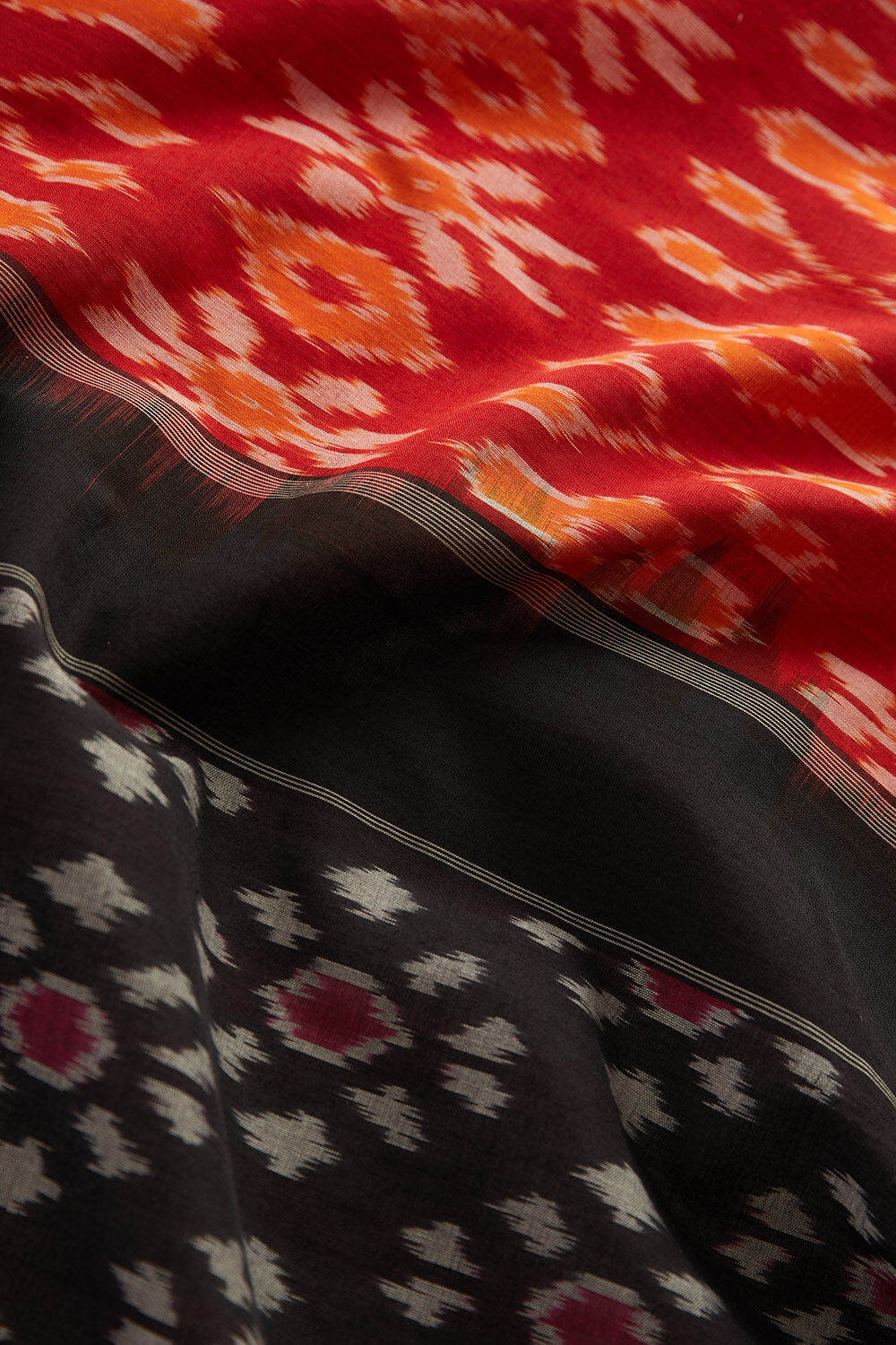 Red Ikat Pure Cotton Pochampalli Saree image number null