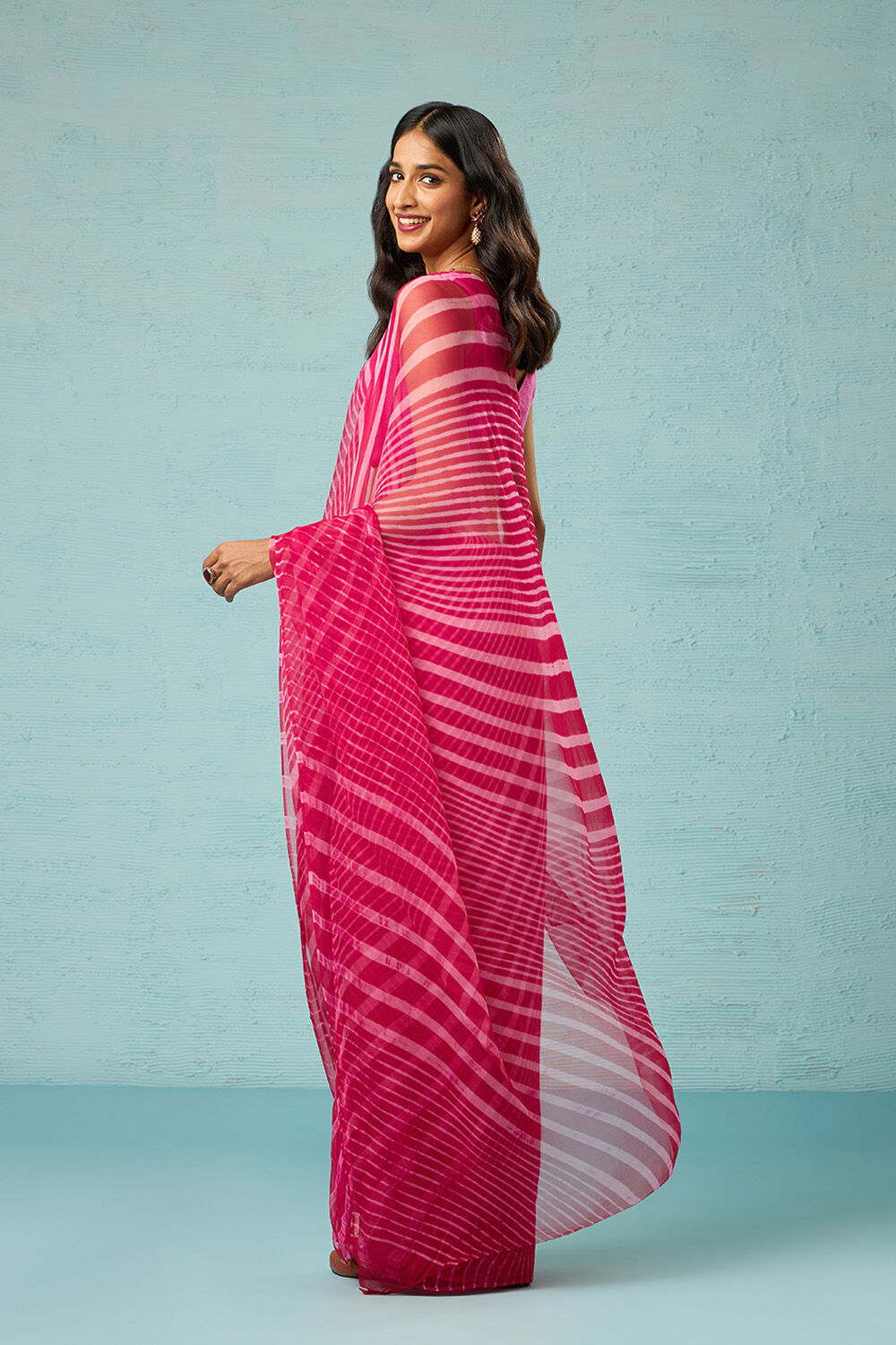 Pink Rajasthan Pure Silk Georgette Tie & Dye Leheriya Saree image number null