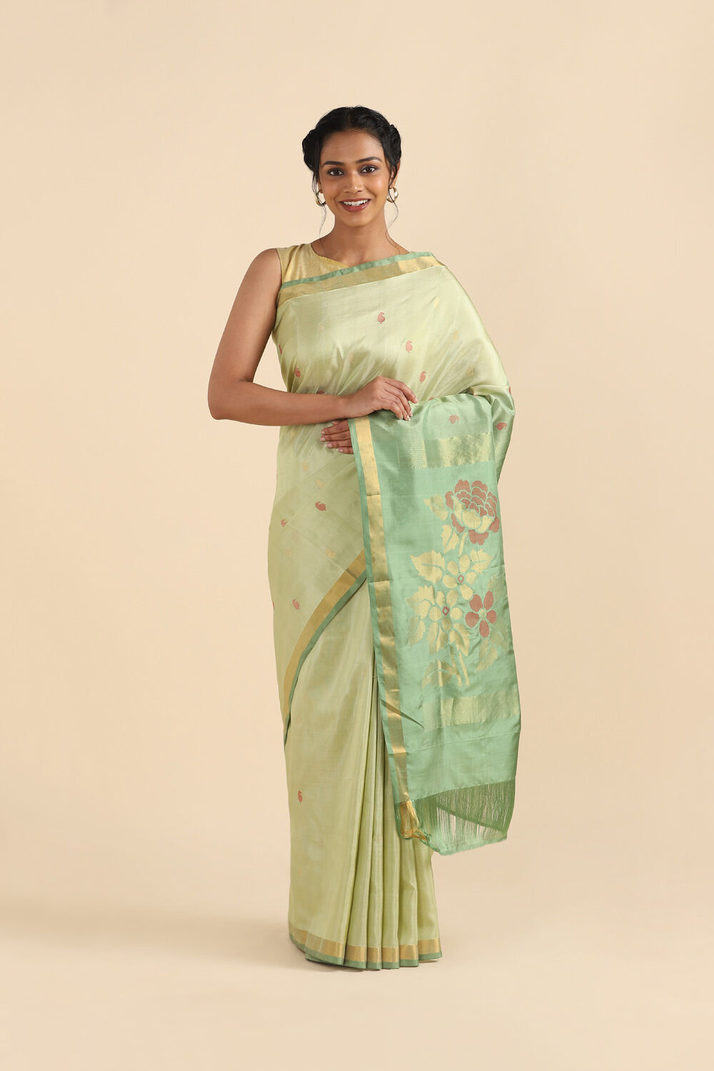 Light Yellow Pure Silk Uppada Jamdani Saree image number null